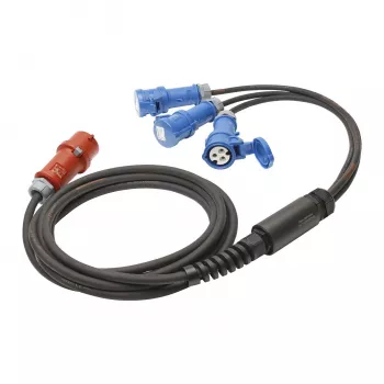 Sommer Cable Titanex virranjakokaapeli, CEE-pistoke 16A 5-nap. 3x CEE-liittimeen 16A 3-nap., H07RN-F 5 x 2,5 mm², MENNEKES, musta, 5 m (GSH4-525H0500)