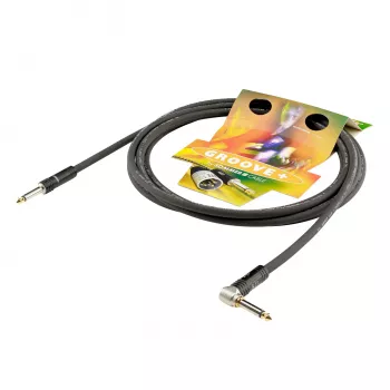 Sommer Cable SC-Spirit LLX instrumenttikaapeli, 1 x 0,38 mm², 6,3 mm mono plugi - 6,3 mm mono plugi 90° (NOISEFREE), HICON, musta, 3 m (LX3C-0300-SW)