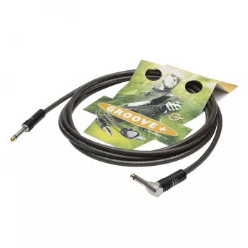 Sommer Cable SC-Spirit XXL instrumenttikaapeli, 1 x 0,75 mm², 6,3 mm mono plugi - 6,3 mm mono plugi 90° (NOISEFREE), HICON, musta-läpinäkyvä, 3 m (SX3C-0300)