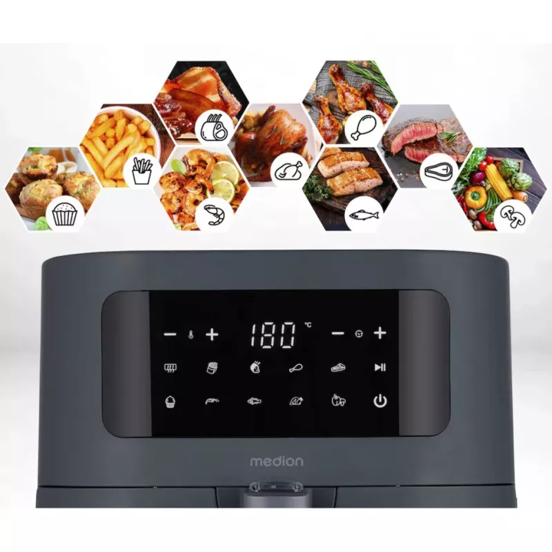 MEDION Life MD 11740 E40 XL kiertoilmakypsennin, harmaa, 2150 W, 5,2 L kori