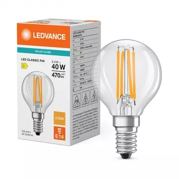 Osram LED Classic P 40 Filament 3.4W 827 kirkas E14 LED lamppu, Mini Globe
