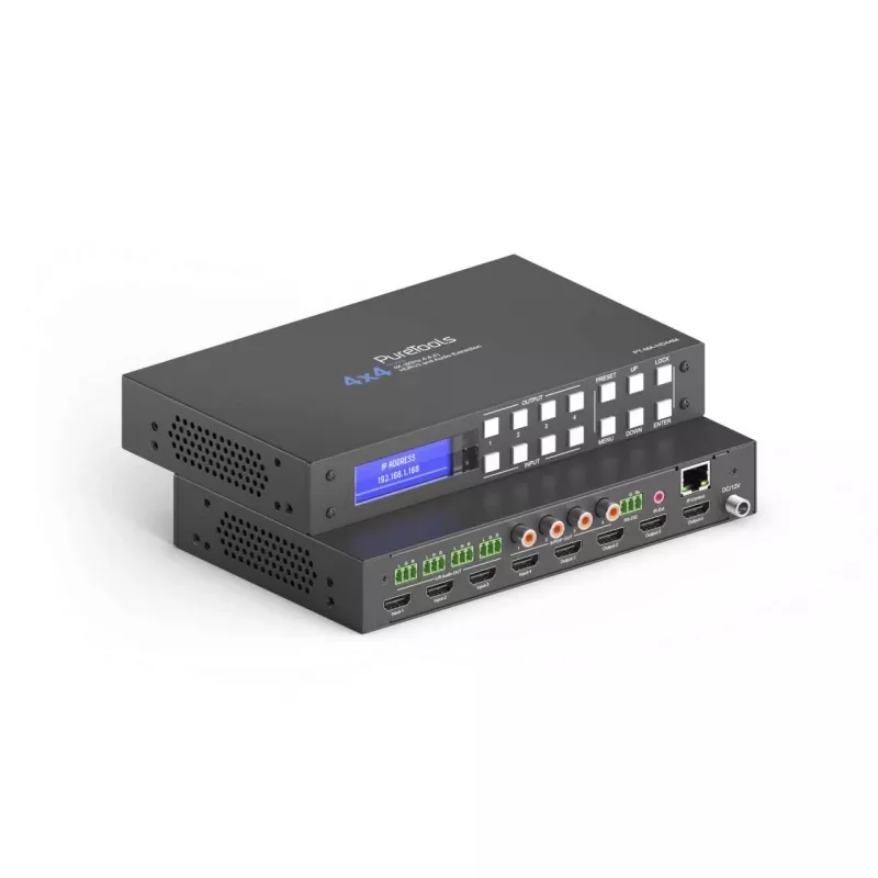PureLink PureTools HDMI 2.0 -matriisi 4x4 4K 60Hz 4:4:4 HDR10 ja audio - KVM-kytkin - RS-232
