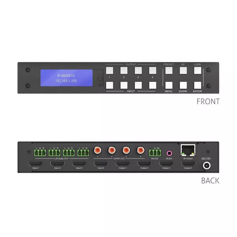 PureLink PureTools HDMI 2.0 -matriisi 4x4 4K 60Hz 4:4:4 HDR10 ja audio - KVM-kytkin - RS-232
