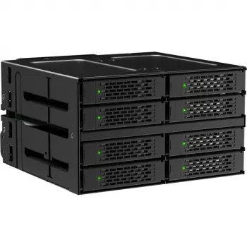 ICY DOCK ToughArmor MB508V5P-B 8 paikan 2,5 tuuman U.2/U.3 NVMe SSD/HDD täysmetallinen taustalevymoduuli