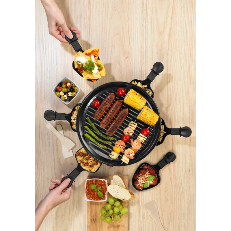Giles & Posner EK4511GV2VDE pöytäraclette-grilli 1200 W 8 henkilölle musta/hopea
