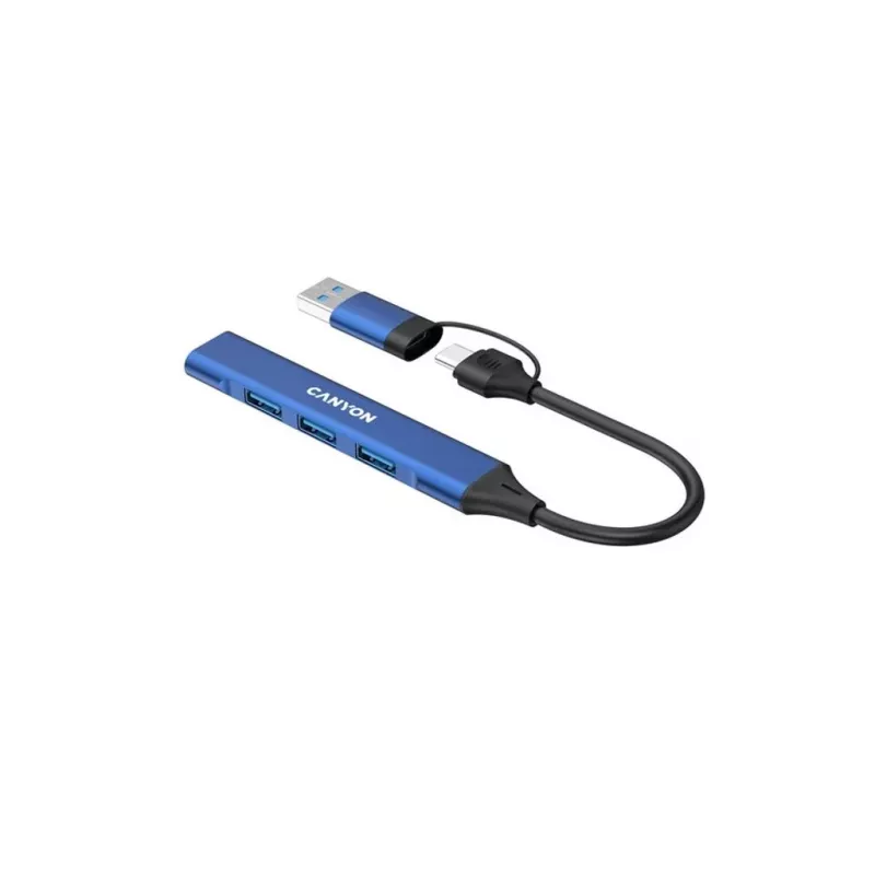 CANYON DS-02 4-in-1 USB-A/C -keskitin sininen