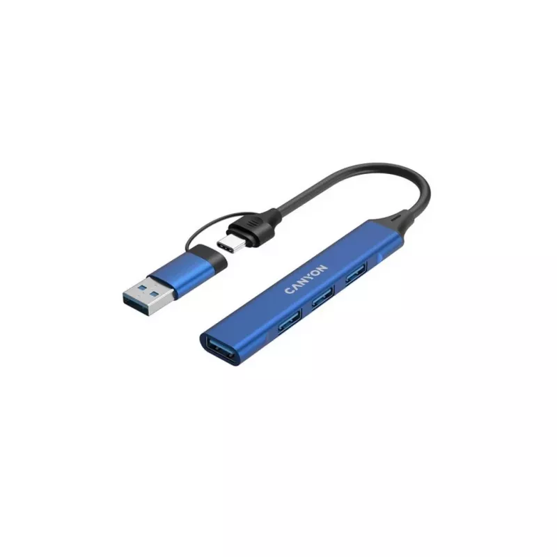 CANYON DS-02 4-in-1 USB-A/C -keskitin sininen