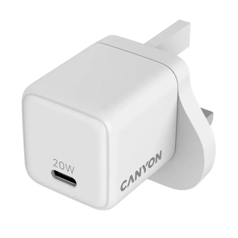 CANYON CU20C GaN 20W USB-C PD seinälaturi UK valkoinen