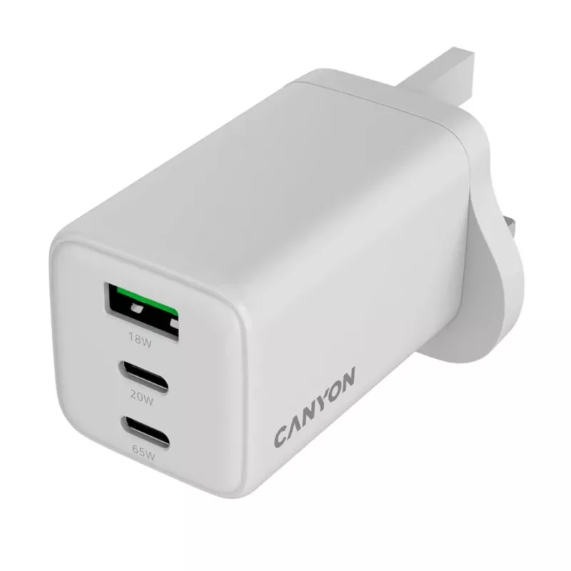 CANYON CU65ACC GaN 65W 2xPD 1xQC UK valkoinen seinälaturi