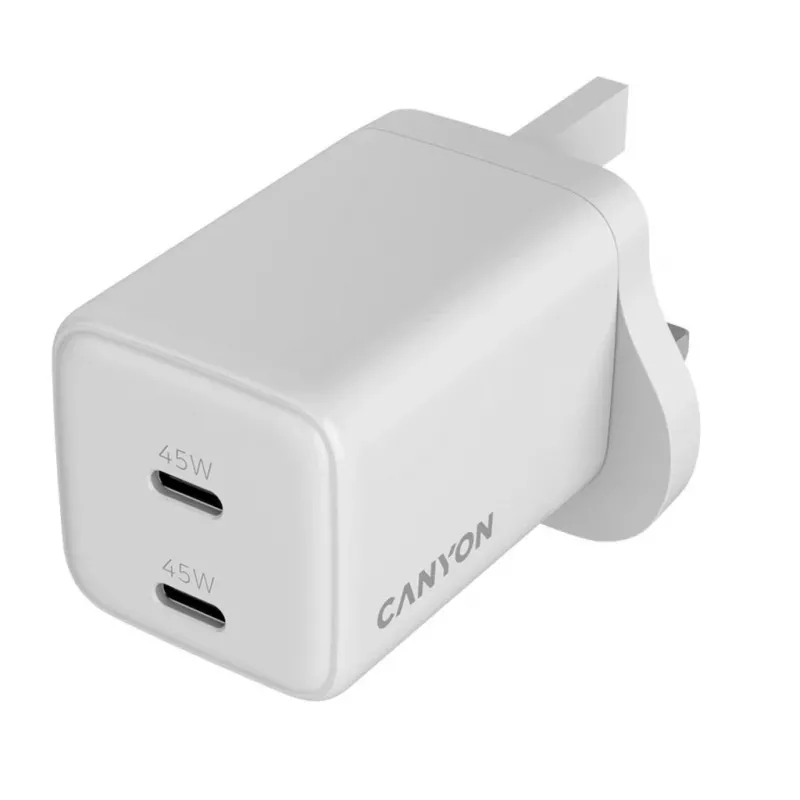 CANYON CU45AC GaN 45W 2xPD UK valkoinen seinälaturi