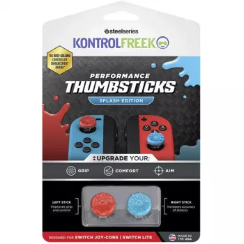 SteelSeries KontrolFreek Performance Thumbsticks Splash (punainen/sininen, 2 kpl, Nintendo Switch Joy-Con -ohjaimiin & Nintendo Switch Lite)