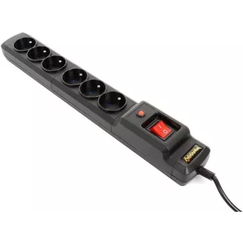 Accura Premium Crux ylijännitesuojattu jatkojohto 6 pistorasiaa 3,0 m musta