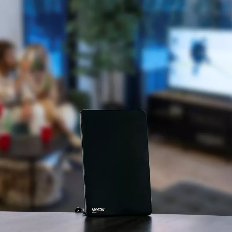 VAYOX VA0091 sisä-DVB-T/T2-antenni vahvistimella, musta