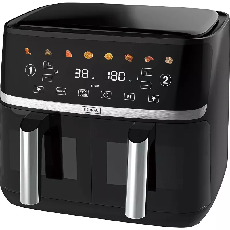 Kernau KSAF 1017 EB Duo 10,2 L musta air fryer, kahdella korilla