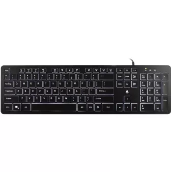 Accura Artesia ACC-K1408 taustavalaistu johdollinen USB-kalvonäppäimistö, Full-Size QWERTY, monivärinen LED, musta