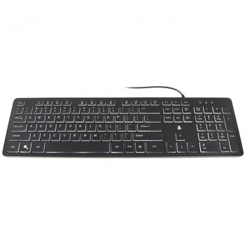 Accura Artesia ACC-K1408 taustavalaistu johdollinen USB-kalvonäppäimistö, Full-Size QWERTY, monivärinen LED, musta