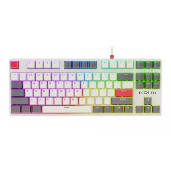 KRUX ATAX PRO RGB Creator Retro Gateron Yellow Pro -mekaaninen näppäimistö (TKL, 87 näppäintä, Hot-Swappable, USB-C, PBT Double-Shot -näppäinhatut, Per-Key RGB)