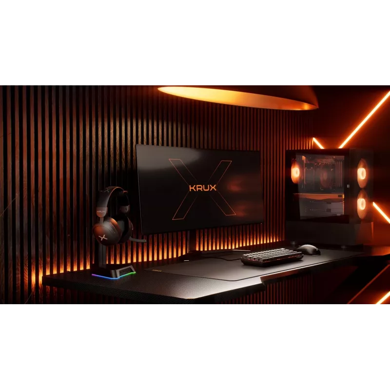 KRUX Rivt kuuloketeline RGB-valaistuksella, musta (KRXG003)
