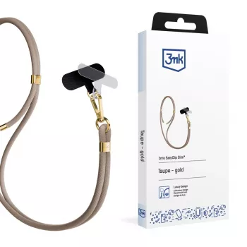 3mk EasyClip Elite puhelimen kaulanauha, nailon/sinkkiseos, Taupe (Gold)