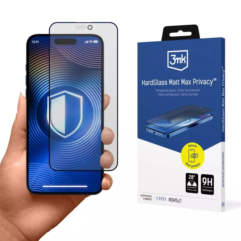 3MK HardGlass Matt Max Privacy näytönsuojakalvo Apple iPhone 16 Pro