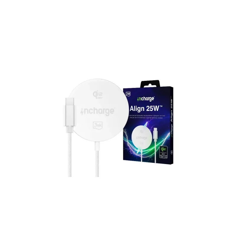 3mk incharge Align Qi2 25W Applelle valkoinen