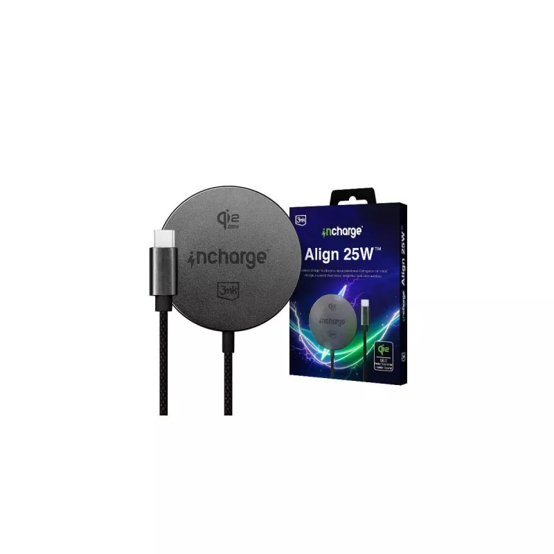 3mk incharge Align Qi2.2 25W Applelle musta
