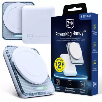 3mk PowerMag puhelin 5000 mAh 22.5W MagSafe valkoinen