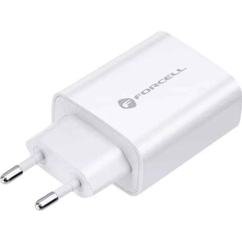 FORCELL F-ENERGY TFK-TC-20WPD USB-C-verkkolaite USB-C-Lightning-kaapelilla, 20W PD QC4.0, 3A, valkoinen