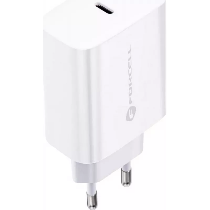 FORCELL F-ENERGY TFK-TC-20WPD USB-C-verkkolaite USB-C-Lightning-kaapelilla, 20W PD QC4.0, 3A, valkoinen
