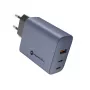 FORCELL F-ENERGY GaN VT-42B seinälaturi 2x USB-C + USB-A PD QC4.0 4A 65W harmaa