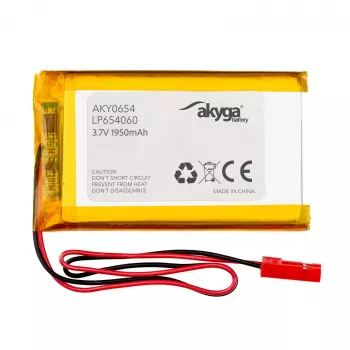 Akyga AKY0654 LP654060 Li-Po-akku 3,7 V 1950 mAh, PCM, JST 2,54 2-napainen, 150 mm