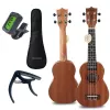 MOZOS GECKO sopraano-ukulelesetti – luonnonpuu, 12 nauhaa, nylonkielet, sis. gigbag, viritin, plektrat, hihna, varakielet, puhdistusliina