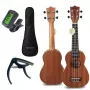 MOZOS GECKO sopraano-ukulelesetti – luonnonpuu, 12 nauhaa, nylonkielet, sis. gigbag, viritin, plektrat, hihna, varakielet, puhdistusliina