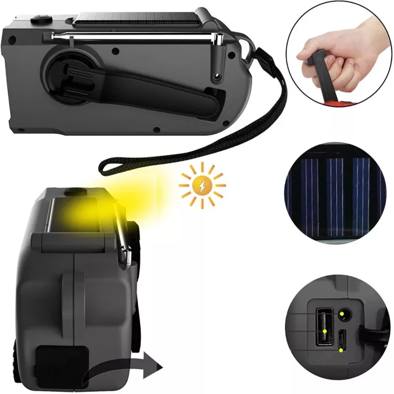 MOZOS ER-01 aurinko-dynamo AM/FM-radio 5000 mAh
