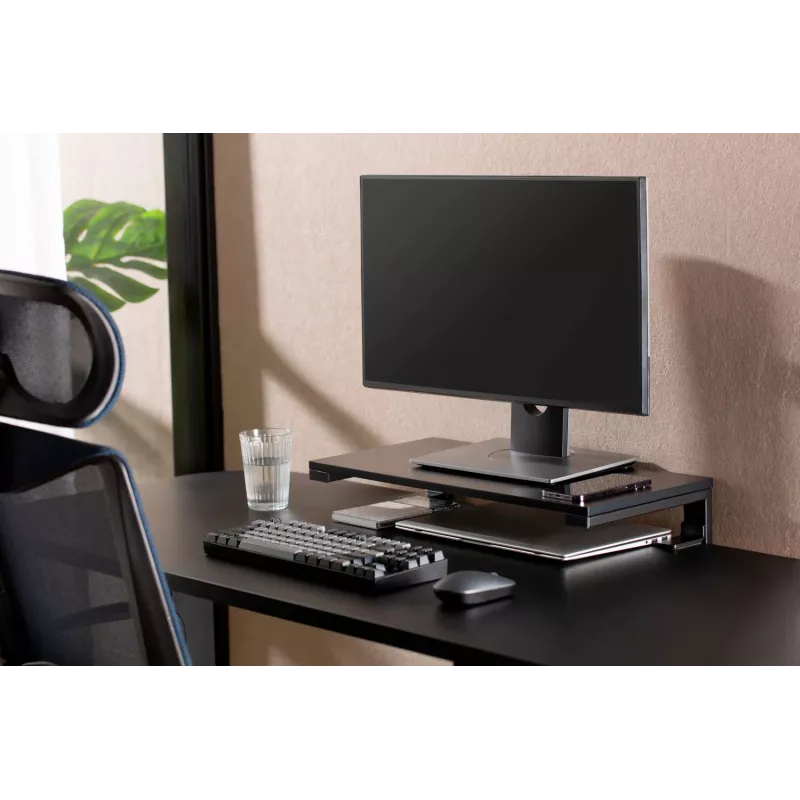 MOZOS Ergo Clamp Riser -näytön ja kannettavan tietokoneen teline, musta, 600x260 mm