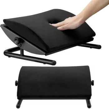 MOZOS FS3 ergonominen jalkatuki toimistoon, musta, korkeussäädettävä 110–170 mm, kallistus enintään 30°, liukumaton pinta
