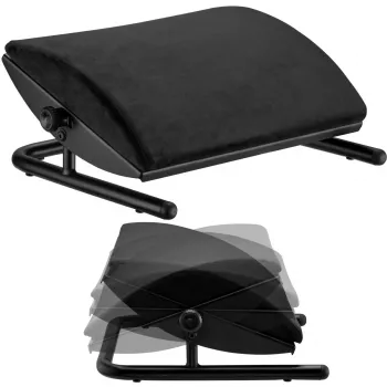 MOZOS FS3 ergonominen jalkatuki toimistoon, musta, korkeussäädettävä 110–170 mm, kallistus enintään 30°, liukumaton pinta