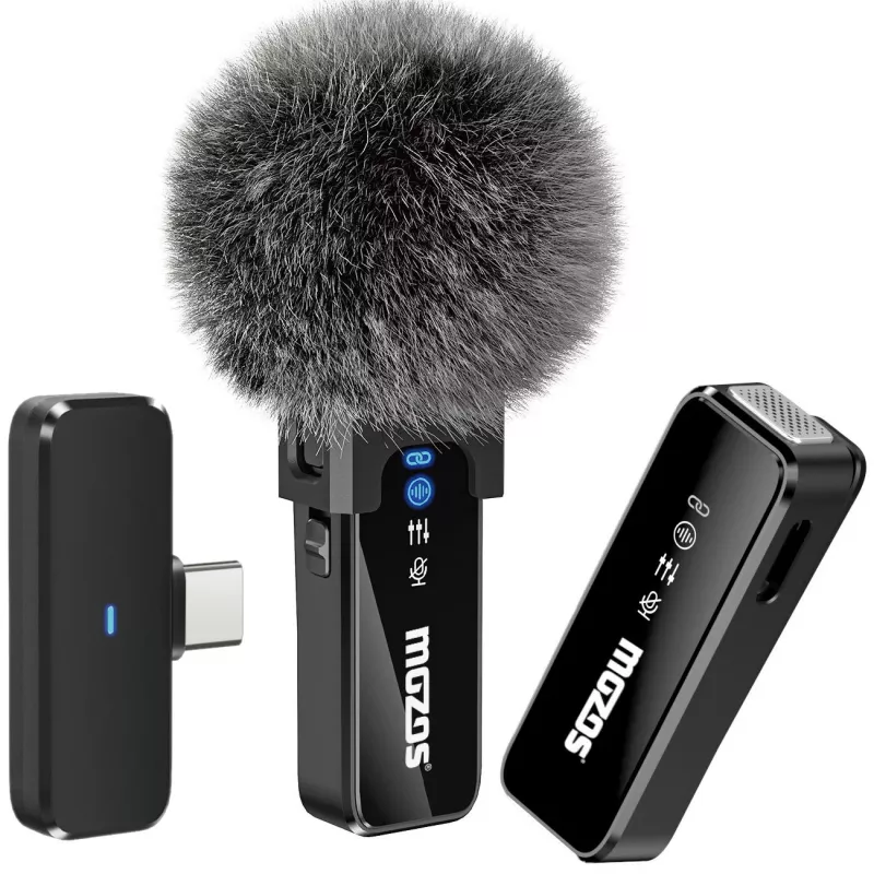 MOZOS MX2-DUAL langaton lavalier-mikrofonisetti älypuhelimille, 2 mikrofonia, 2,4 GHz, USB-C
