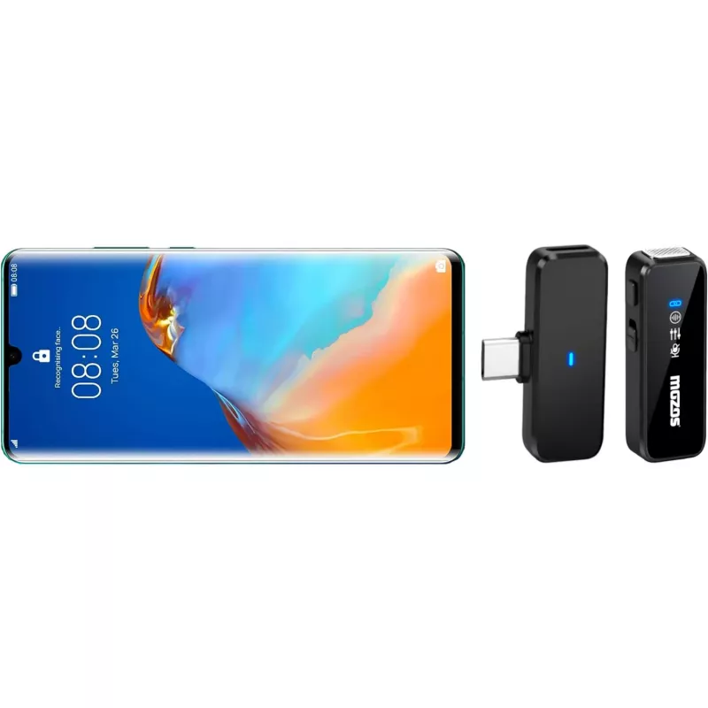 MOZOS MX2-DUAL langaton lavalier-mikrofonisetti älypuhelimille, 2 mikrofonia, 2,4 GHz, USB-C