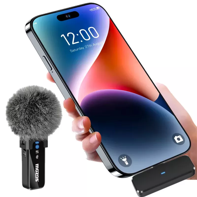 MOZOS MX2-DUAL langaton lavalier-mikrofonisetti älypuhelimille, 2 mikrofonia, 2,4 GHz, USB-C