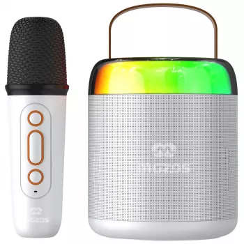 MOZOS MK valkoinen karaokemikrofoni Bluetooth-kaiutin