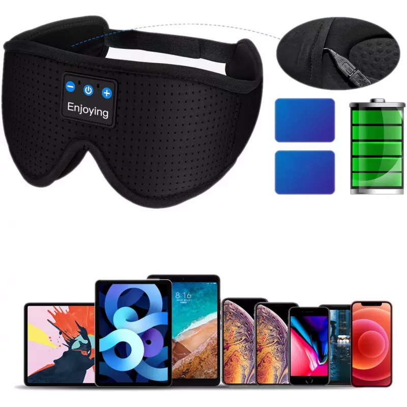 MOZOS LC001-V2 Bluetooth-unimaski stereokaiuttimilla, musta
