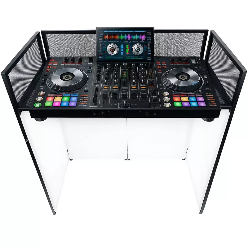 MOZOS EPDJ-100 DJ-lavapaneeli pöydällä - suuri kangas, valkoinen paneeli, musta kehys