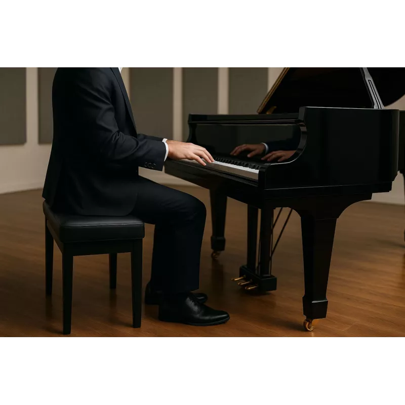 MOZOS PB03 pianopenkki – korkeussäädettävä, tekonahka, musta