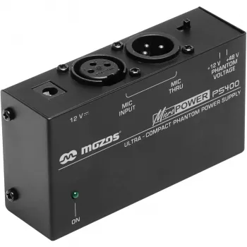 MOZOS PS400 phantom-virtalähde 12V / 48V XLR-mikrofoneille