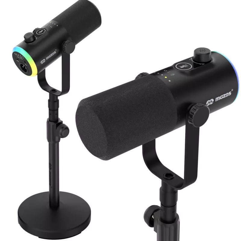 Mozos GM-ONE USB XLR RGB LED -mikrofoni musta