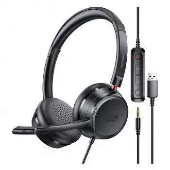 MOZOS KL201 USB-kuulokemikrofoni mikrofonilla, on-ear, musta