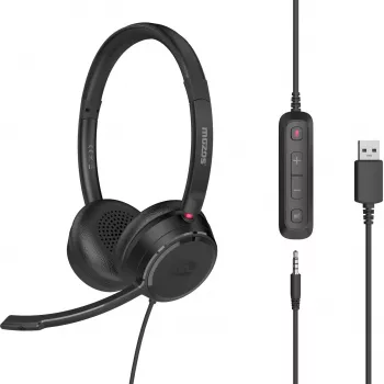 MOZOS KL201 USB-kuulokemikrofoni mikrofonilla, on-ear, musta