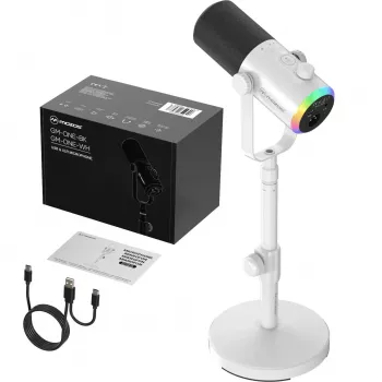 MOZOS GM-ONE valkoinen dynaaminen mikrofoni USB XLR RGB LED