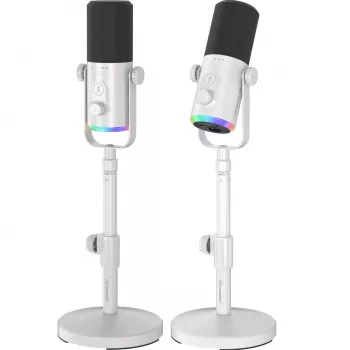 MOZOS GM-ONE valkoinen dynaaminen mikrofoni USB XLR RGB LED